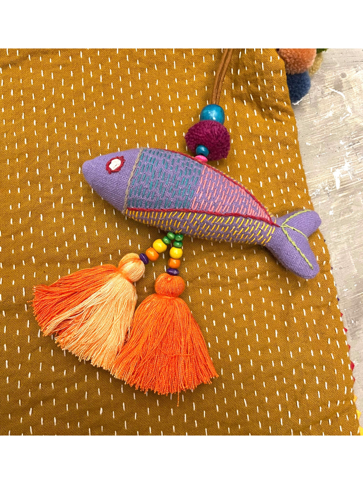 刺繡魚掛飾